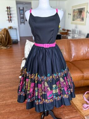 🎸Pinup Couture Jenny Music Notes Retro Pinup Dress